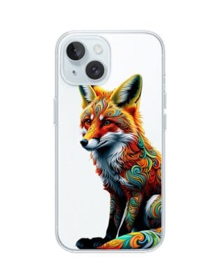 Etui do iPhone 15 Plus przeźroczyste, silikonowe Flexi, Dzika Mandala, Lis