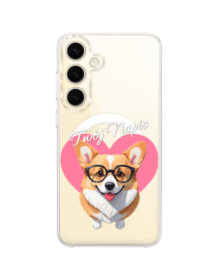 Etui do Samsung Galaxy S24 Plus z MagSafe przeźroczyste, silikonowe Flexi, Puppy Love, pies rasy Corgi