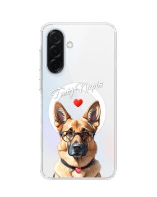 Etui do Samsung Galaxy A36 5G z MagSafe przeźroczyste, silikonowe Flexi, Puppy Love, pies rasy Owczarek Niemiecki