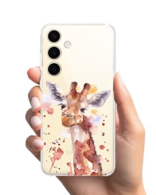 Etui do Samsung Galaxy S24 Plus przeźroczyste, silikonowe Flexi, Akwarelowe Zoo, Żyrafa
