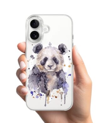 Etui do iPhone 16 Plus z MagSafe przeźroczyste, silikonowe Flexi, Akwarelowe Zoo, Panda