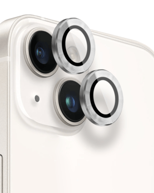 Metalowa osłona obiektywu aparatu ze szkła hartowanego 9H do iPhone 13, 1 zestaw, srebrna