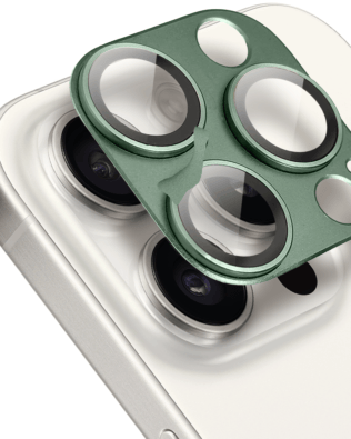 Metalowa osłona na cały aparat z wbudowanymi szkłami do iPhone 15 Pro Max, zielona