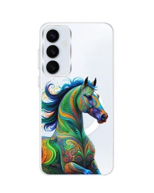 Etui do Samsung Galaxy A35 5G z MagSafe przeźroczyste, silikonowe Flexi, Dzika Mandala, Koń