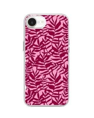 Etui do iPhone 16e przeźroczyste, silikonowe Flexi, bordowe liście