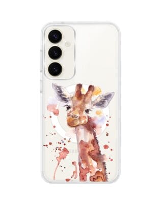 Etui do Samsung Galaxy S23 z MagSafe przeźroczyste, silikonowe Flexi, Akwarelowe Zoo, Żyrafa