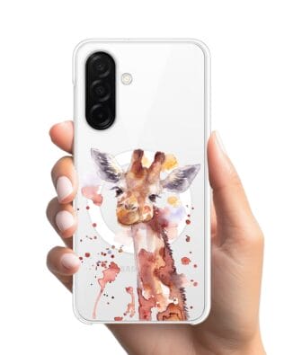 Etui do Samsung Galaxy A26 5G z MagSafe przeźroczyste, silikonowe Flexi, Akwarelowe Zoo, Żyrafa