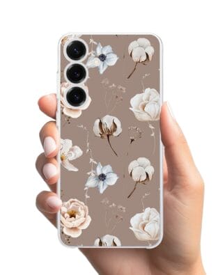 Etui do Samsung Galaxy S25 przeźroczyste, silikonowe Flexi, akwarelowe kwiatki