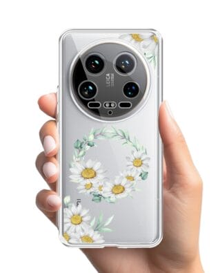 Etui do Xiaomi 14 Ultra przeźroczyste, silikonowe Flexi, wianek stokrotek