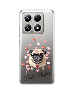 Etui do Xiaomi 14T Pro przeźroczyste, silikonowe Flexi, Puppy Love, pies rasy Mops
