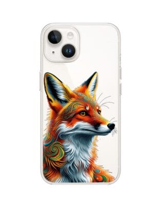 Etui do iPhone 13 przeźroczyste, silikonowe Flexi, Dzika Mandala, Twarz lisa