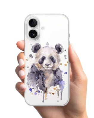 Etui do iPhone 16 Plus przeźroczyste, silikonowe Flexi, Akwarelowe Zoo, Panda
