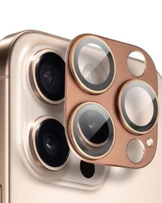 Metalowa osłona na cały aparat z wbudowanymi szkłami do iPhone 16 Pro, brązowa
