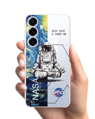 Etui do Samsung Galaxy S25 przeźroczyste, silikonowe Flexi, Keep Calm in Cosmos