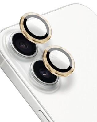 Metalowa osłona obiektywu aparatu ze szkła hartowanego 9H do iPhone 16, 1 zestaw, złota