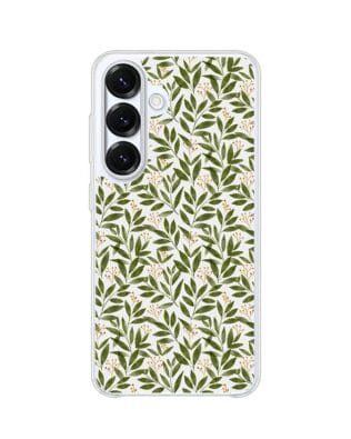 Etui do Samsung Galaxy S25 Plus z MagSafe przeźroczyste, silikonowe Flexi, zielone gałązki