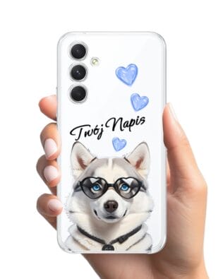 Etui do Samsung Galaxy A54 5G przeźroczyste, silikonowe Flexi, Puppy Love, pies rasy Husky