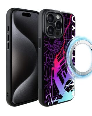 Etui do iPhone 15 Pro IBIZU DropGuard Matt z MagSafe, Mapy Świata, Tokyo