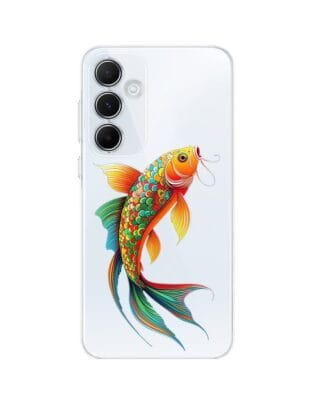 Etui do Samsung Galaxy A55 5G przeźroczyste, silikonowe Flexi, Dzika Mandala, Złota ryba
