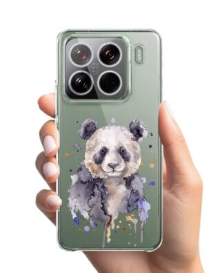 Etui do Xiaomi 15 Pro przeźroczyste, silikonowe Flexi, Akwarelowe Zoo, Panda