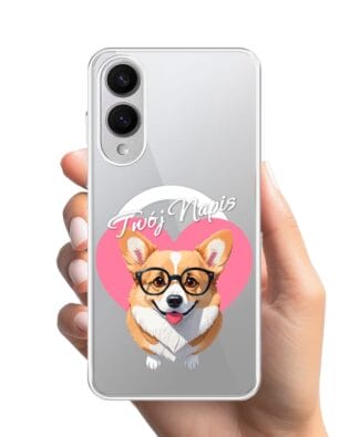 Etui do Samsung Galaxy S25 Edge z MagSafe przeźroczyste, silikonowe Flexi, Puppy Love, pies rasy Corgi