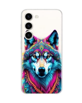 Etui do Samsung Galaxy S23 Plus przeźroczyste, silikonowe Flexi, Dzika Mandala, Wilk