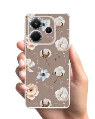 Etui do Xiaomi Redmi Note 14 5G przeźroczyste, silikonowe Flexi, akwarelowe kwiatki