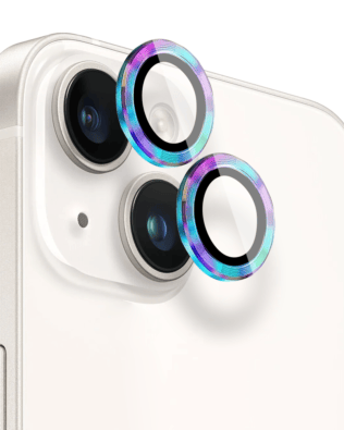 Metalowa osłona obiektywu aparatu ze szkła hartowanego 9H do iPhone 14 Plus, 1 zestaw, kameleon