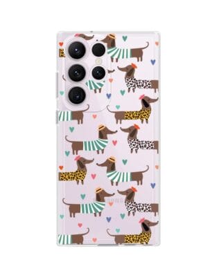 Etui do Samsung Galaxy S23 Ultra przeźroczyste, silikonowe Flexi, zakochane jamniki