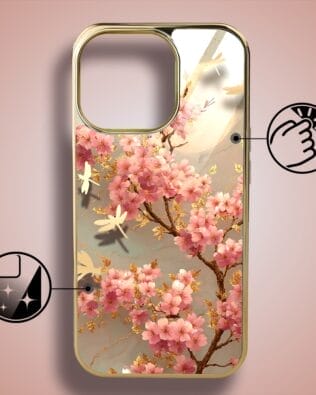 Etui do iPhone 16 Pro Max IBIZU Elite Glass z MagSafe Magia Azji, Taniec sakury, złote