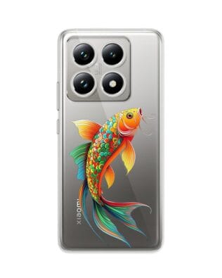 Etui do Xiaomi 14T przeźroczyste, silikonowe Flexi, Dzika Mandala, Złota ryba