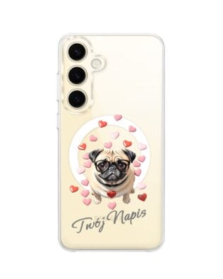 Etui do Samsung Galaxy S24 Plus z MagSafe przeźroczyste, silikonowe Flexi, Puppy Love, pies rasy Mops