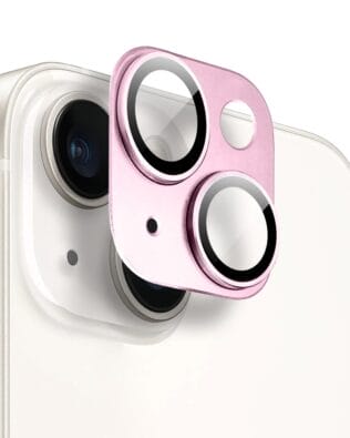 Metalowa osłona na cały aparat z wbudowanymi szkłami do iPhone 14, różowa