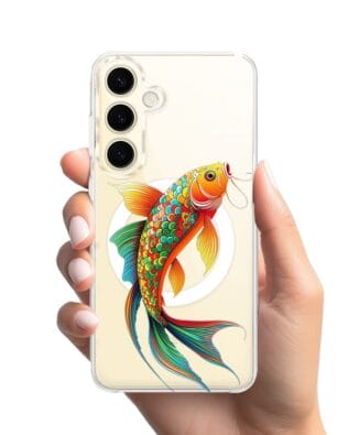 Etui do Samsung Galaxy S24 Plus z MagSafe przeźroczyste, silikonowe Flexi, Dzika Mandala, Złota ryba