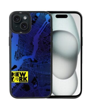 Etui do iPhone 15 IBIZU DropGuard Matt z MagSafe, Mapy Świata, New York
