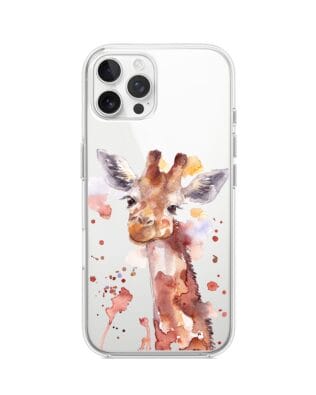Etui do iPhone 12 Pro Max przeźroczyste, silikonowe Flexi, Akwarelowe Zoo, Żyrafa