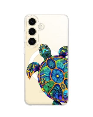 Etui do Samsung Galaxy S24 z MagSafe przeźroczyste, silikonowe Flexi, Dzika Mandala, Żółw