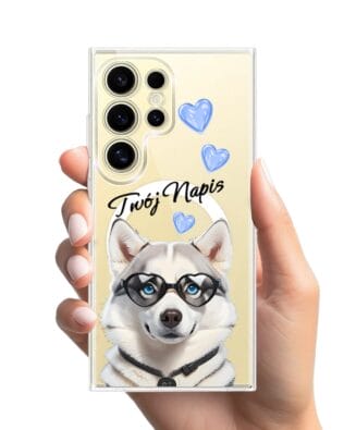 Etui do Samsung Galaxy S24 Ultra z MagSafe przeźroczyste, silikonowe Flexi, Puppy Love, pies rasy Husky