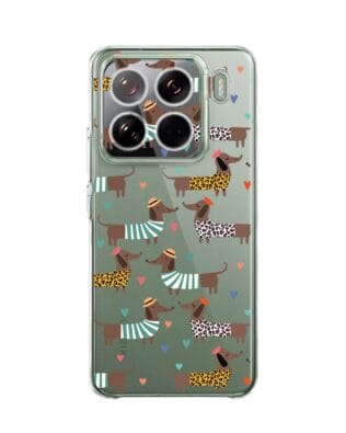 Etui do Xiaomi 15 Pro przeźroczyste, silikonowe Flexi, zakochane jamniki