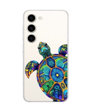 Etui do Samsung Galaxy S23 FE 5G przeźroczyste, silikonowe Flexi, Dzika Mandala, Żółw