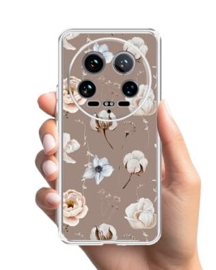 Etui do Xiaomi 14 Ultra przeźroczyste, silikonowe Flexi, akwarelowe kwiatki