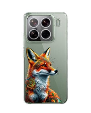 Etui do Xiaomi 15 Pro przeźroczyste, silikonowe Flexi, Dzika Mandala, Twarz lisa