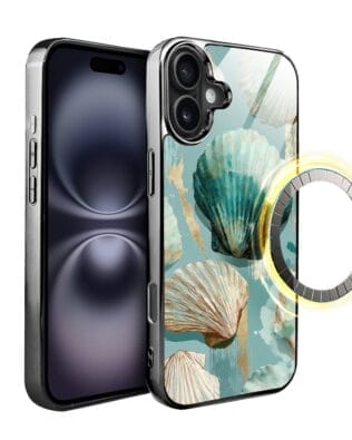 Etui do iPhone 16 Plus IBIZU Elite Glass z MagSafe Morze, Turkusowy skarb, czarne