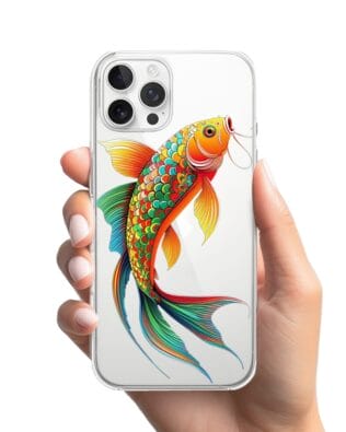 Etui do iPhone 12 Pro Max przeźroczyste, silikonowe Flexi, Dzika Mandala, Złota ryba