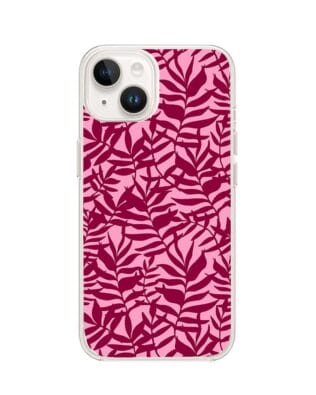 Etui do iPhone 13 Mini przeźroczyste, silikonowe Flexi, bordowe liście