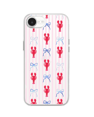 Etui do iPhone 16e przeźroczyste, silikonowe Flexi, krab i kokardki