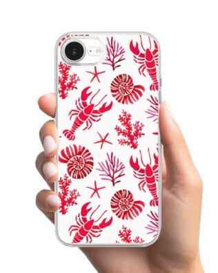 Etui do iPhone 16e przeźroczyste, silikonowe Flexi, krab, muszle