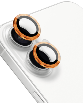 Metalowa osłona obiektywu aparatu ze szkła hartowanego 9H do iPhone 16, 1 zestaw, pomarańczowa