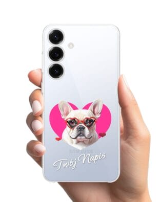 Etui do Samsung Galaxy S25 Plus przeźroczyste, silikonowe Flexi, Puppy Love, pies rasy Buldog Francuski
