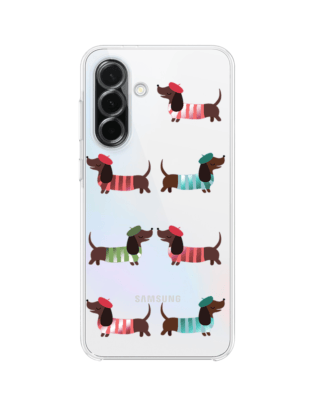 Etui do Samsung Galaxy A36 5G przeźroczyste, silikonowe Flexi, jamnik w Paryżu